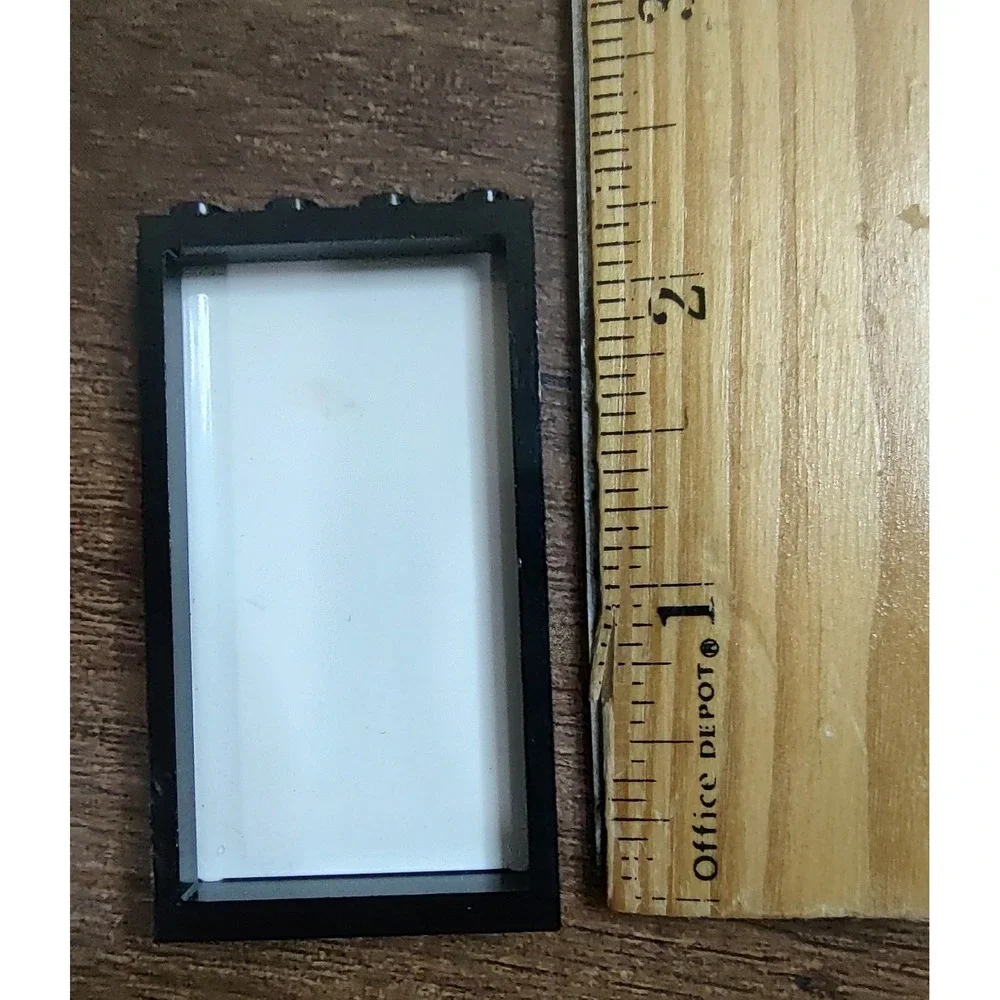 1x Lego Window Frame 1x4x6 Black Pane White Sticker 41103 57895pb033 60596
